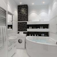 вариант современного дизайна ванной комнаты в черно-белых тонах картинка