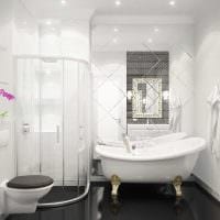 идея красивого интерьера ванной в черно-белых тонах фото