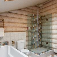 идея современного стиля ванной комнаты в деревянном доме фото