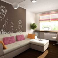 пример яркого дизайна гостиной комнаты 19-20 кв.м картинка