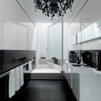 идея современного интерьера ванной комнаты в черно-белых тонах фото