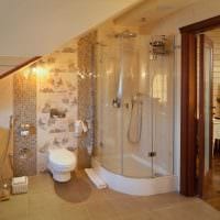 идея современного интерьера ванной комнаты в деревянном доме картинка
