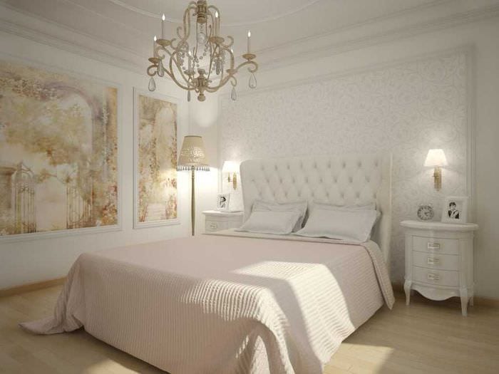 идея красивого стиля спальни в белом цвете