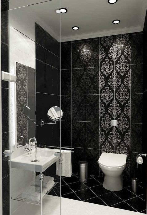 вариант современного дизайна ванной комнаты в черно-белых тонах