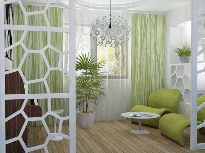 пример применения зеленого цвета в красивом декоре квартиры