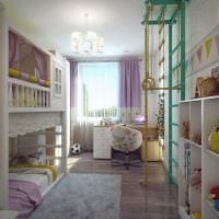 идея красивого стиля детской комнаты для двоих детей фото