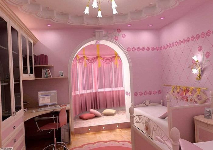 вариант светлого интерьера детской комнаты для двоих девочек