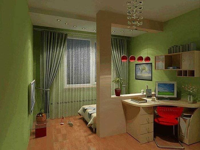 идея необычного дизайна маленькой комнаты в общежитии