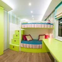 идея яркого дизайна детской комнаты для двоих детей фото