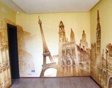 вариант светлого интерьера квартиры с росписью стен картинка