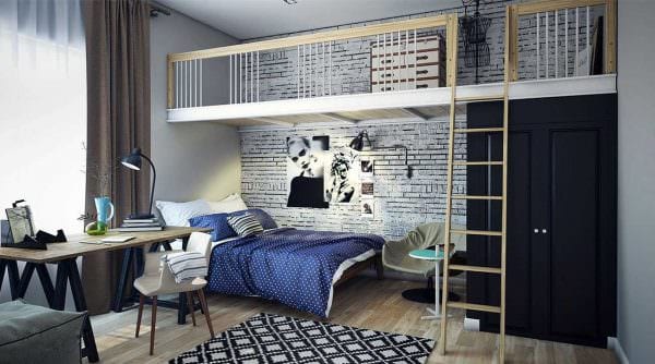 вариант необычного декора спальной комнаты для молодого человека картинка