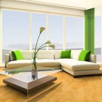 вариант использования зеленого цвета в необычном интерьере комнаты картинка