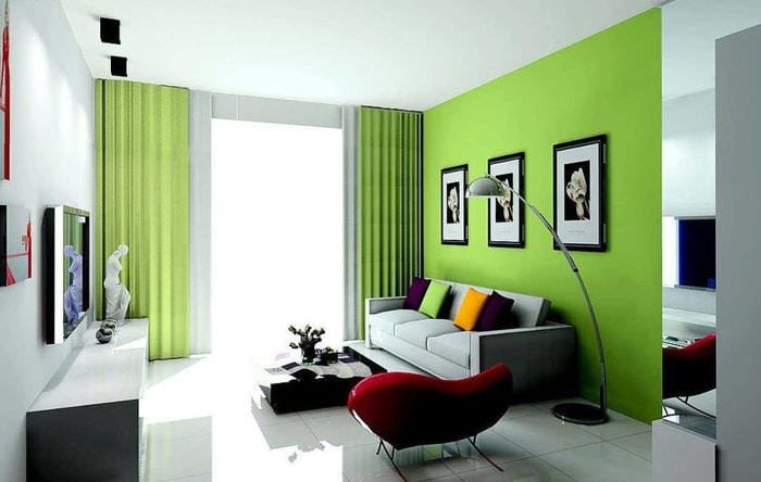 вариант использования зеленого цвета в красивом декоре квартиры