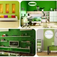 идея применения зеленого цвета в ярком интерьере комнаты фото