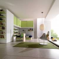 пример использования зеленого цвета в красивом дизайне комнаты картинка