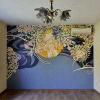 вариант необычного интерьера дома с росписью стен картинка