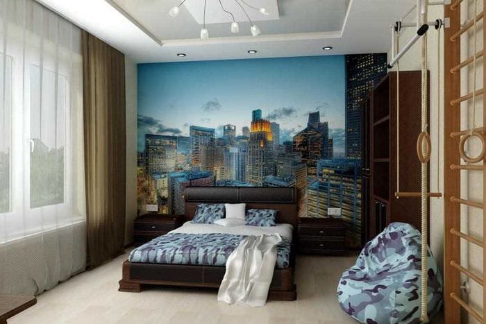 идея красивого дизайна спальни для молодого человека