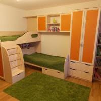 идея необычного стиля детской комнаты для двоих детей картинка