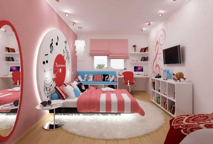 вариант красивого стиля спальни для девочки в современном стиле