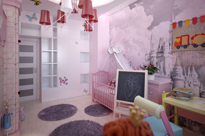 вариант яркого современного интерьера детской комнаты