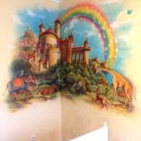 вариант красивого интерьера дома с росписью стен фото