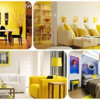 вариант применения красивого желтого цвета в декоре квартиры фото