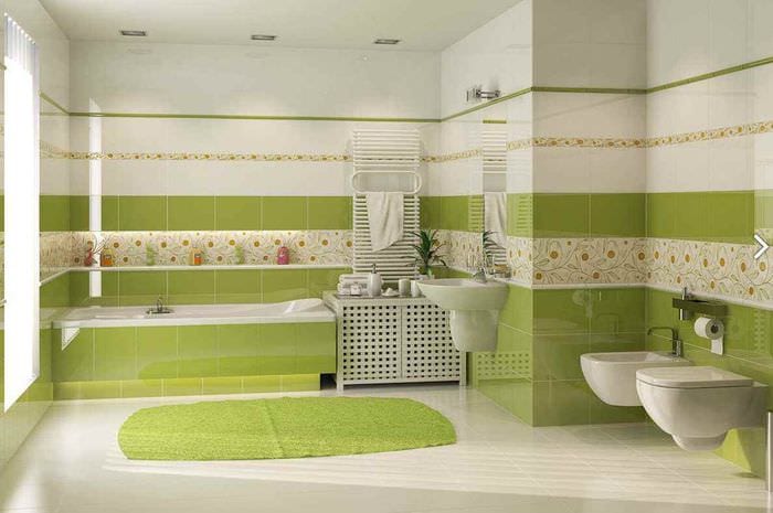 пример необычного интерьера укладки плитки в ванной комнате