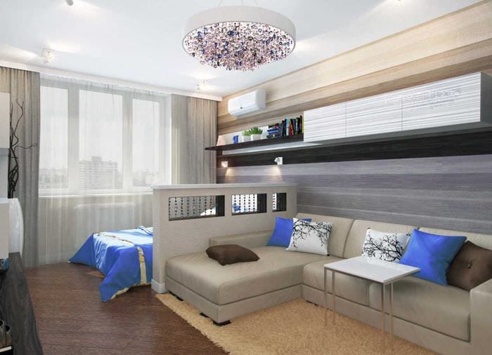 идея яркого стиля гостиной спальни