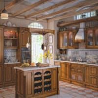 пример светлого интерьера кухни в деревенском стиле картинка