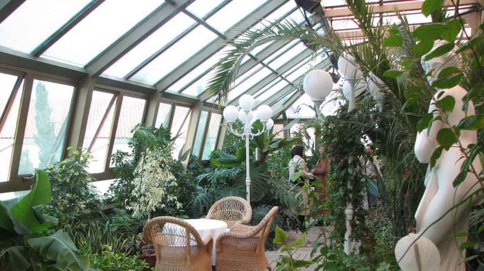 пример применения ярких идей оформления зимнего сада в доме