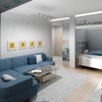 пример светлого дизайна гостиной спальни фото