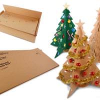вариант создания праздничной елки из картона своими руками картинка