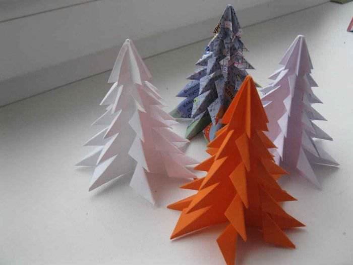 пример создания праздничной елки из бумаги самостоятельно