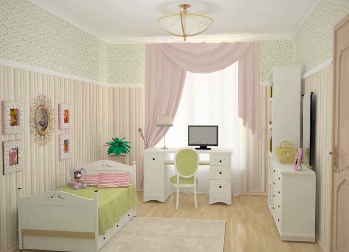 вариант яркого декора детской комнаты для девочки