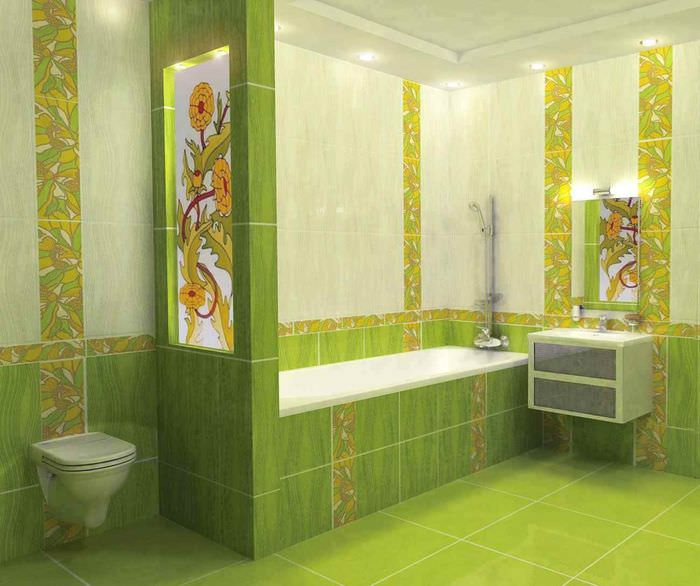 идея красивого дизайна укладки плитки в ванной комнате