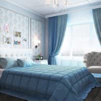 бело голубая спальня