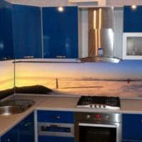 синий кухонный гарнитур