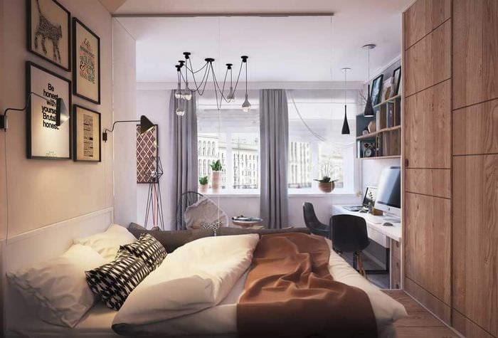 стильный дизайн маленькой спальни