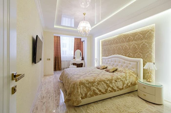 классическая спальня с неоновой подсветкой