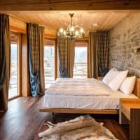 спальня в деревянном доме современный интерьер