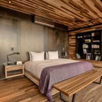 спальня в деревянном доме ультрасовременный интерьер
