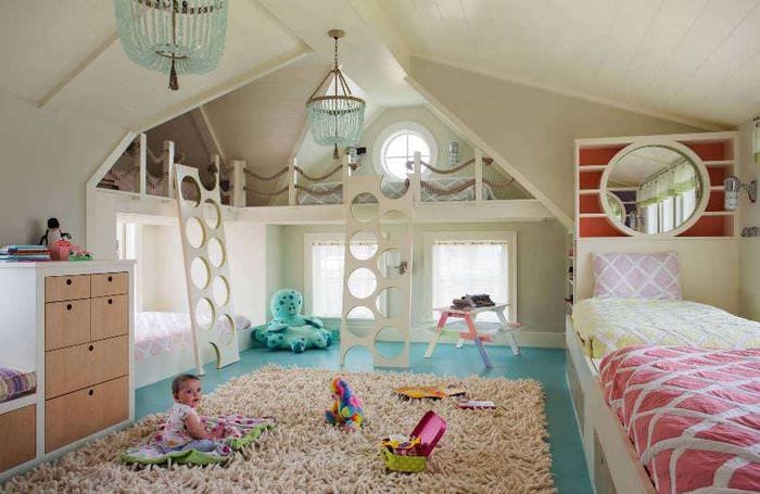 Дизайн детской комнаты для мальчика и девочки - 75 фото вариантов