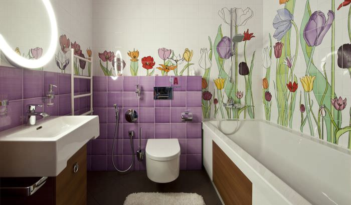 дизайн ванной комнаты с плиткой