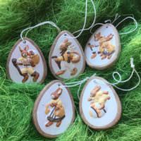 Пасхальные сувениры в форме яиц с рисунками зверушек