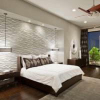 идея яркого украшения дизайна стен в спальне картинка