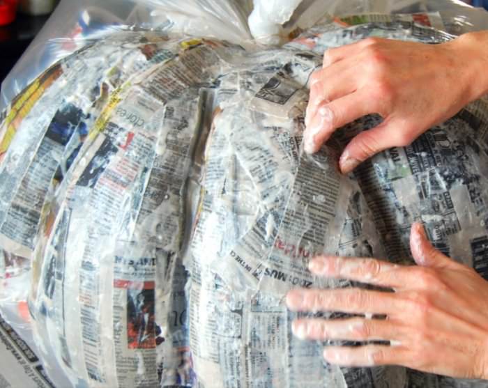 Изготовление тыквы в технике маширования для украшения интерьера