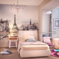 Французская тема в оформлении стен спальни