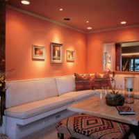 пример сочетания необычного персикового цвета в стиле квартиры картинка