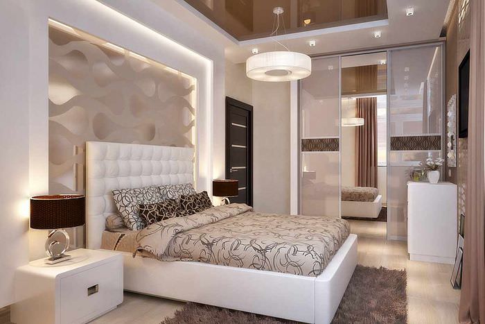 пример светлого проекта стиля спальной комнаты