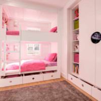 пример светлого дизайна спальни для девочки картинка